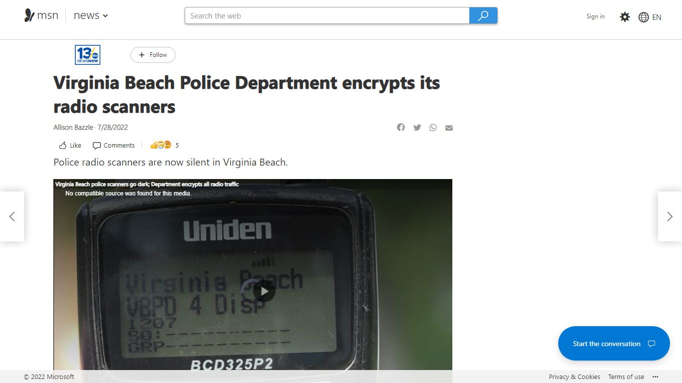 Virginia Beach Police Department encrypts its radio scanners