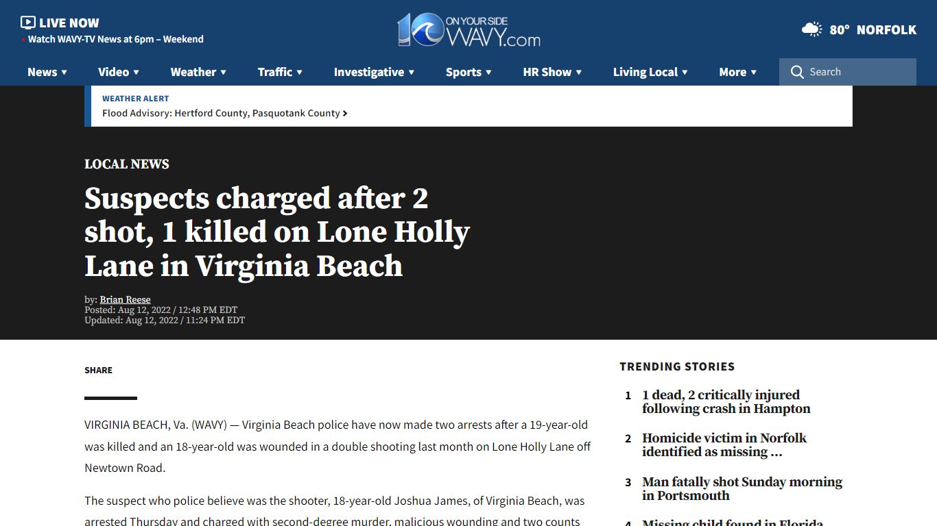 Suspects charged after 2 shot, 1 killed on Lone Holly Lane in Virginia ...